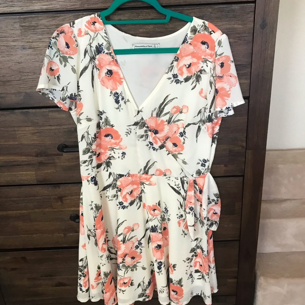White and orange floral dress